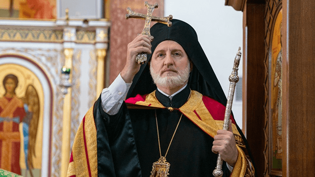 His Eminence, Archbishop Elpidophoros presiding during the service on March 13th at 7:00 pm